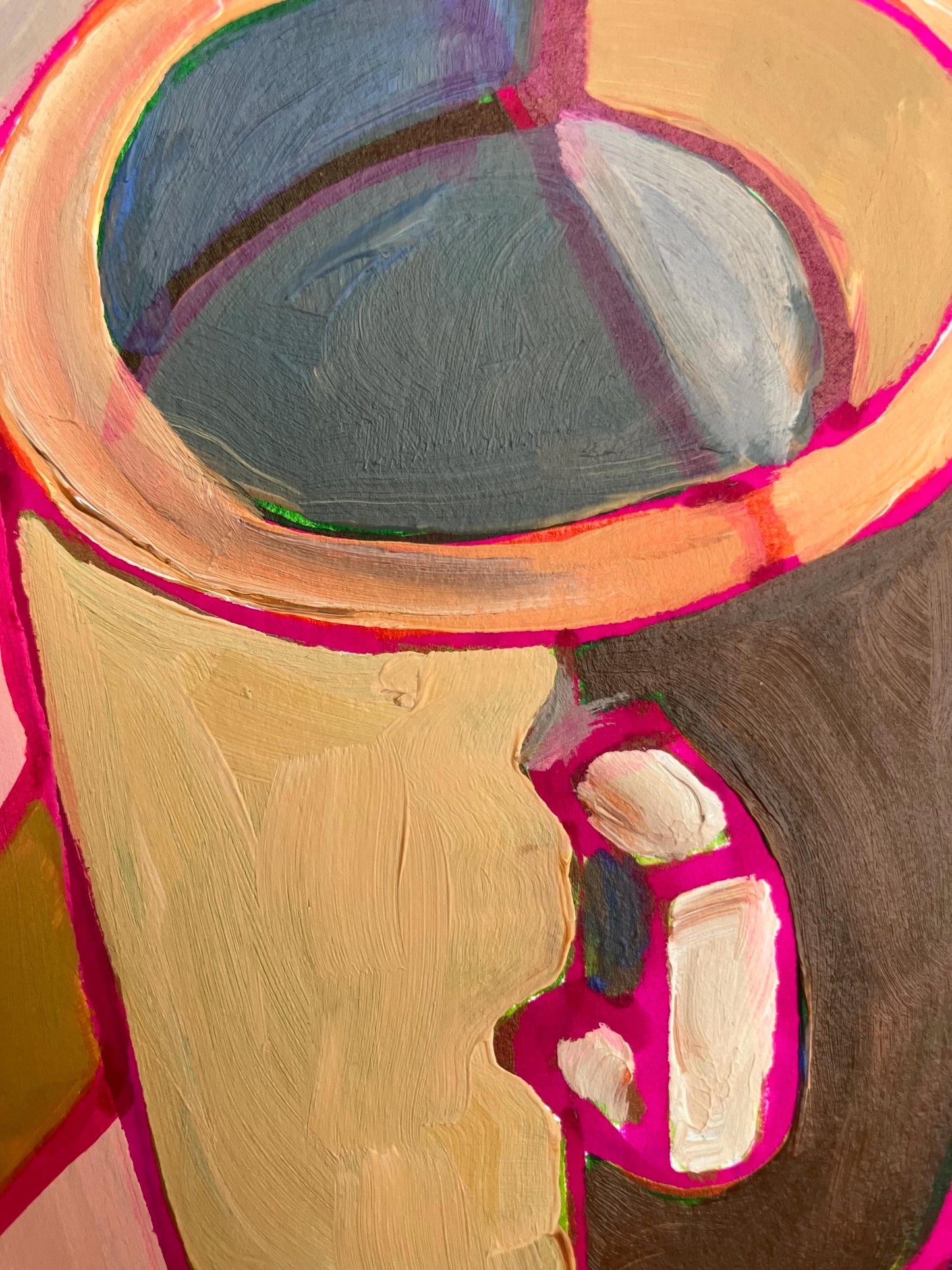 Coffee cup #2 - Original acrylic abstract painting of a coffee cup (8x10in)