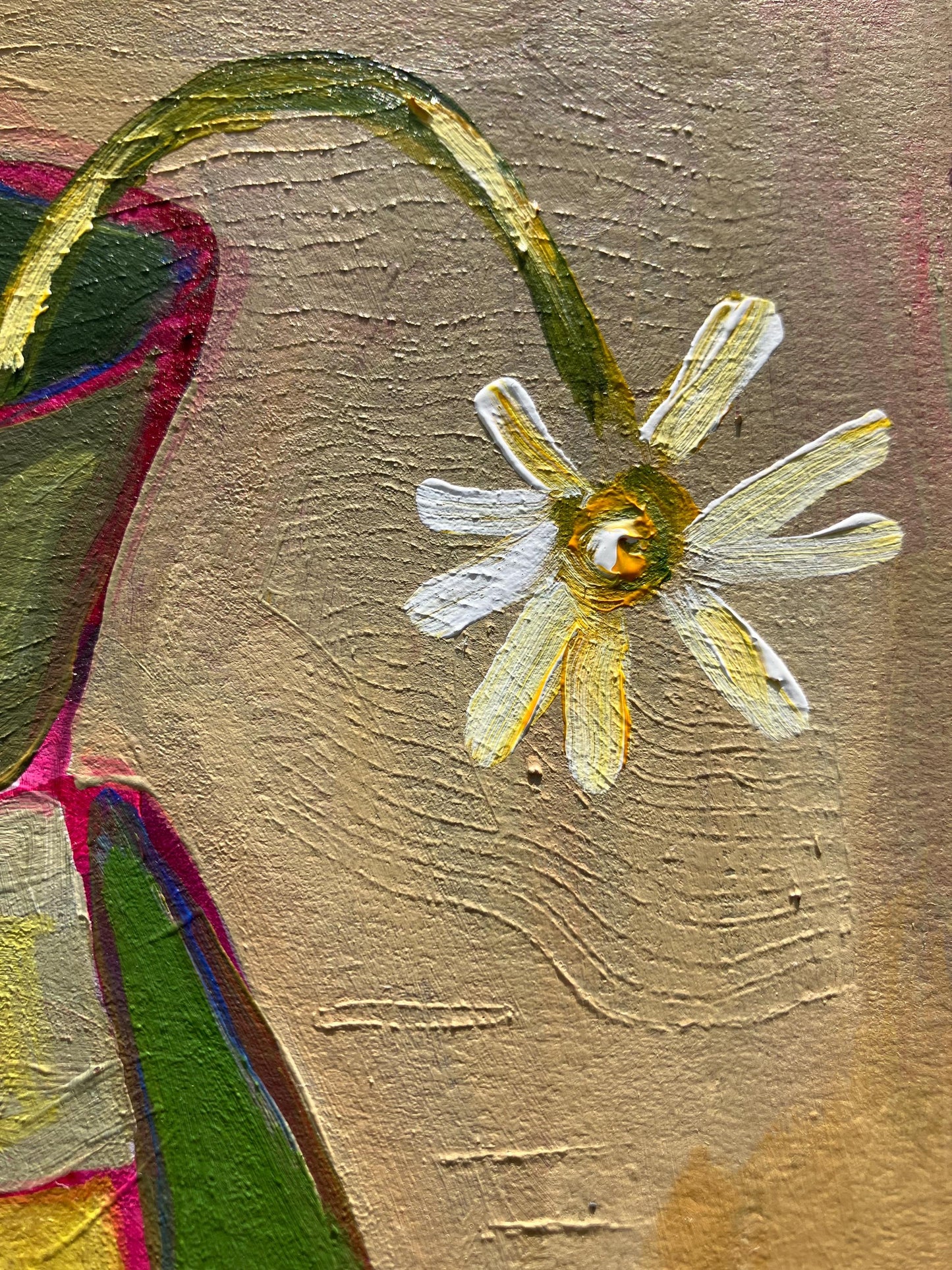 Droopy daisy original acrylic painting (8x10in)