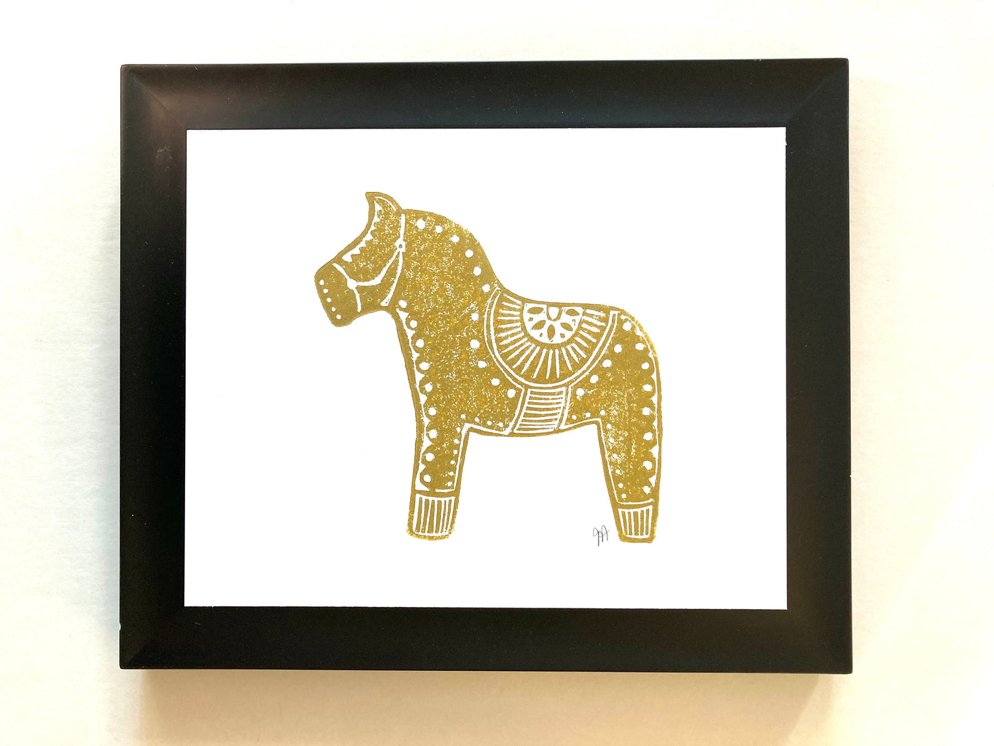 Dala Horse - Linocut print (8x10in)