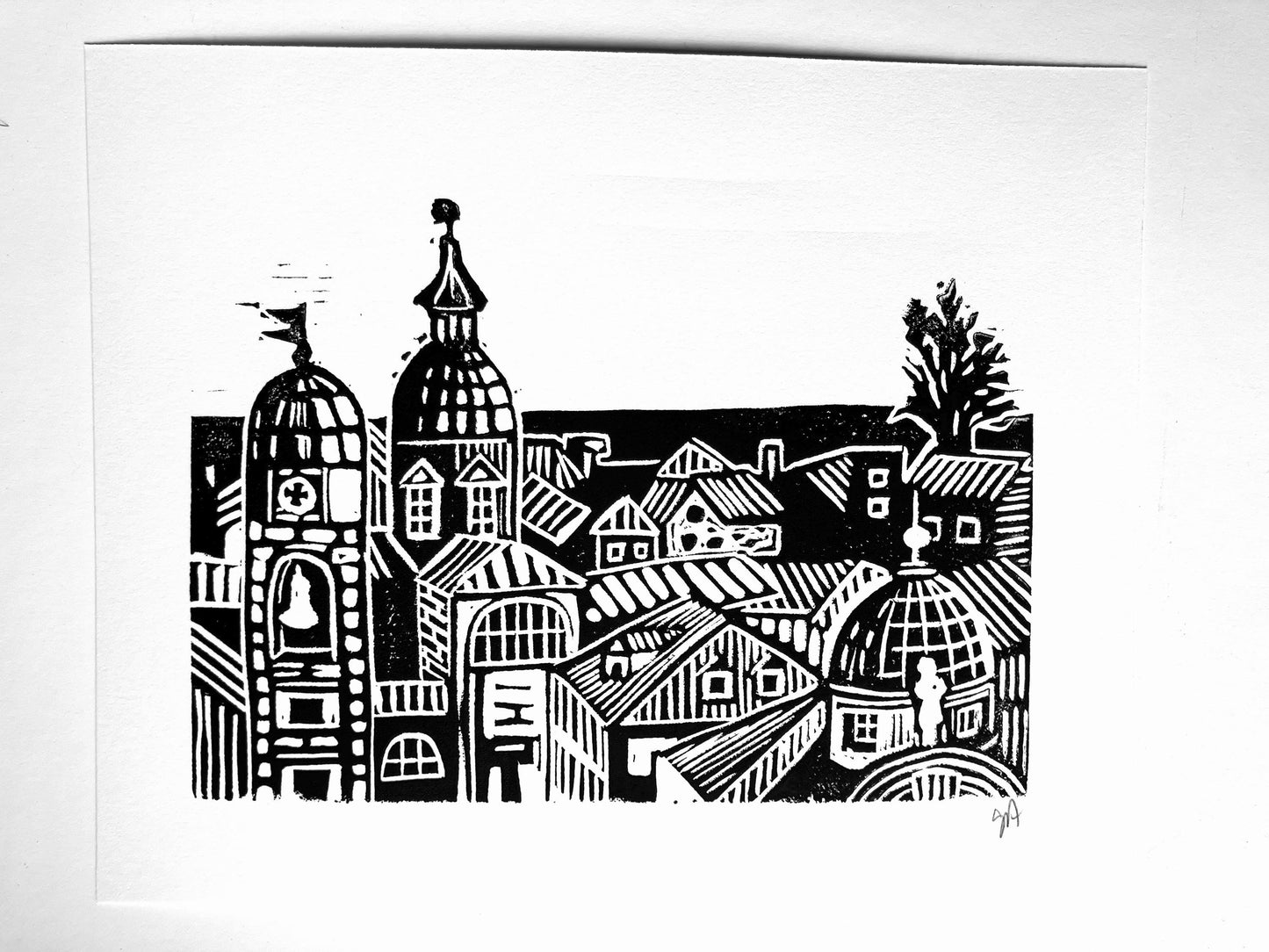Dubrovnik Croatia - Linocut print (8x10in)