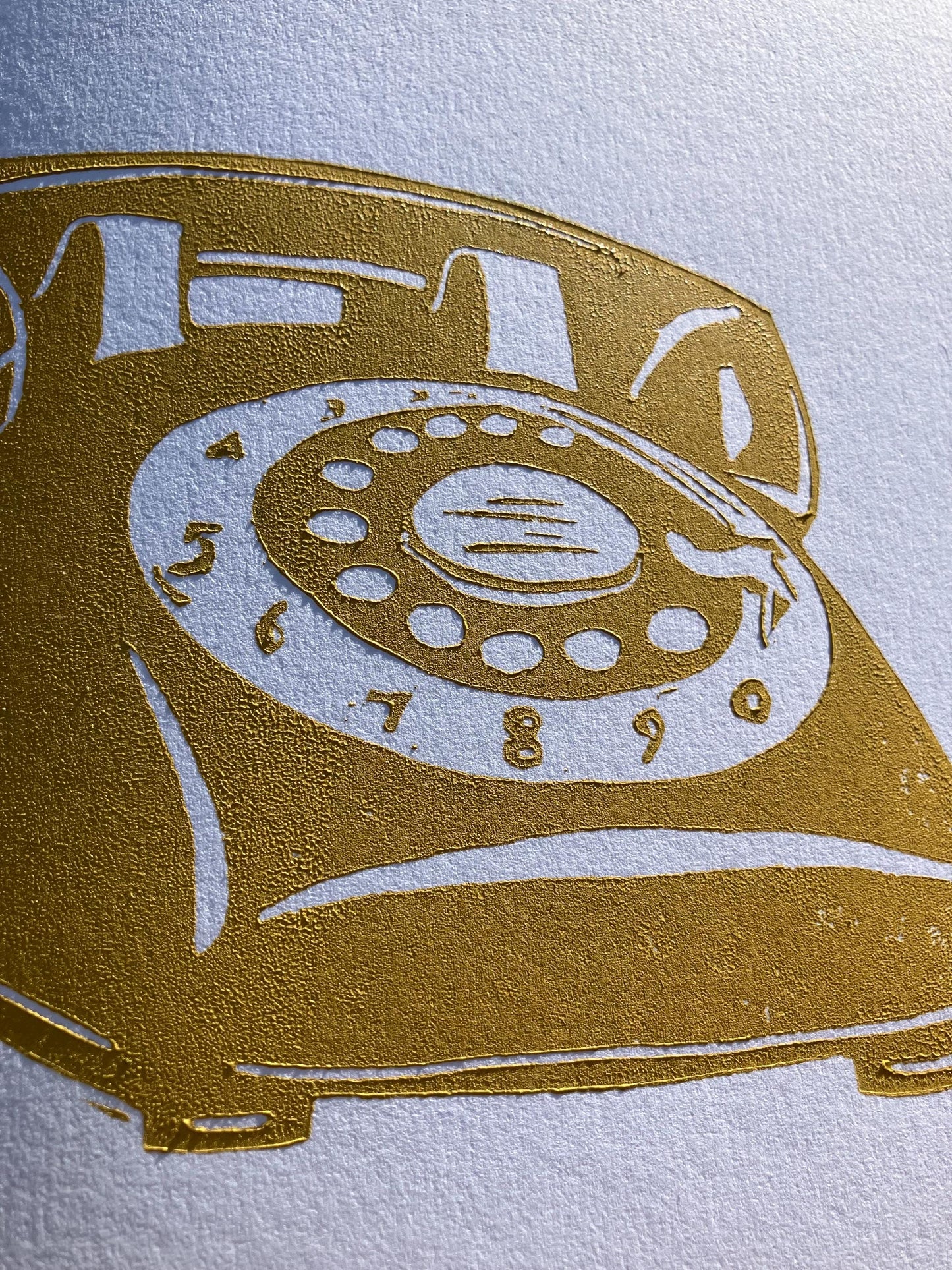 LINOCUT - Vintage rotary telephone - Hand-pressed linoleum block print (8x10in)