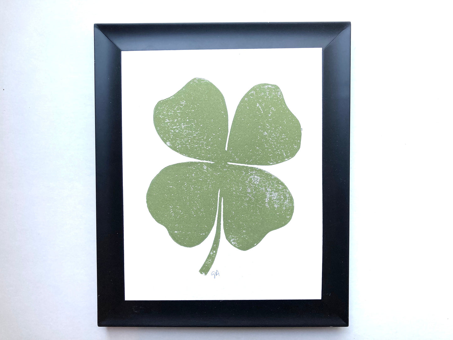 LINOCUT - Four leaf clover - Hand-pressed linoleum block print (8x10in)