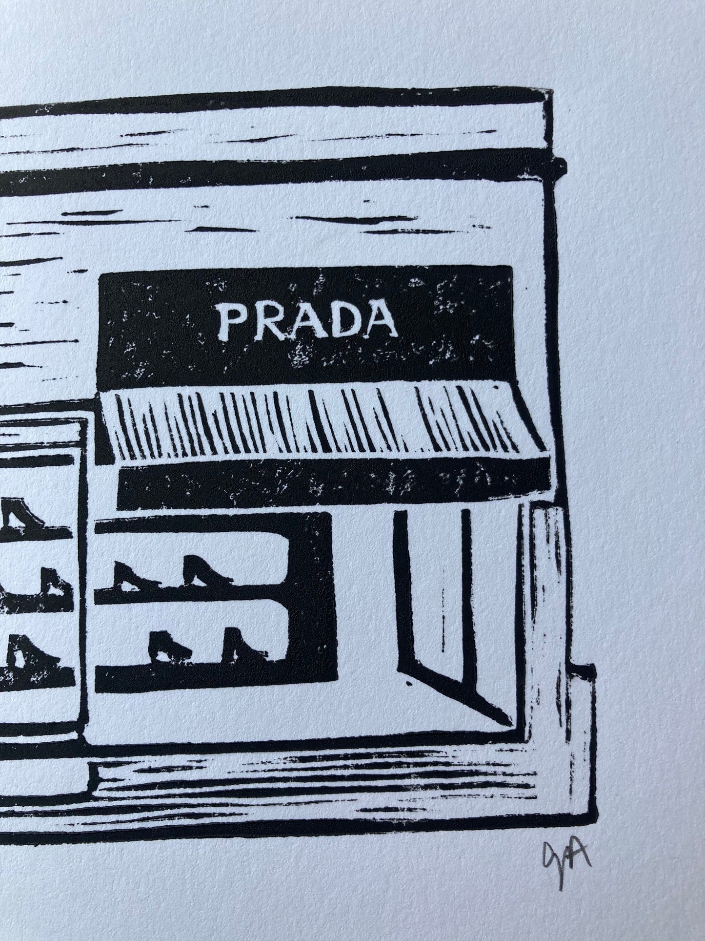 Prada Marfa - Linocut print (8x10in)