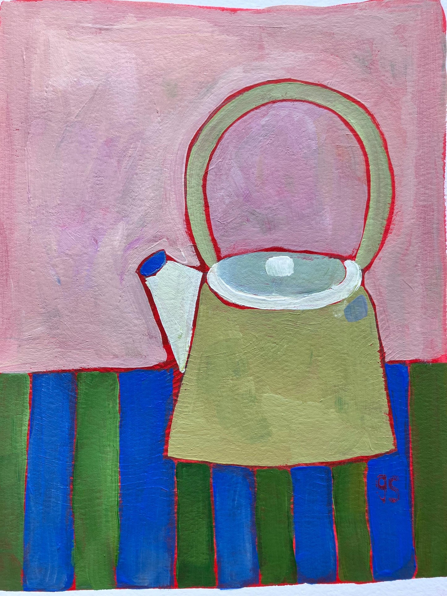 Teapot still life - Original acrylic abstract painting (8x10in)