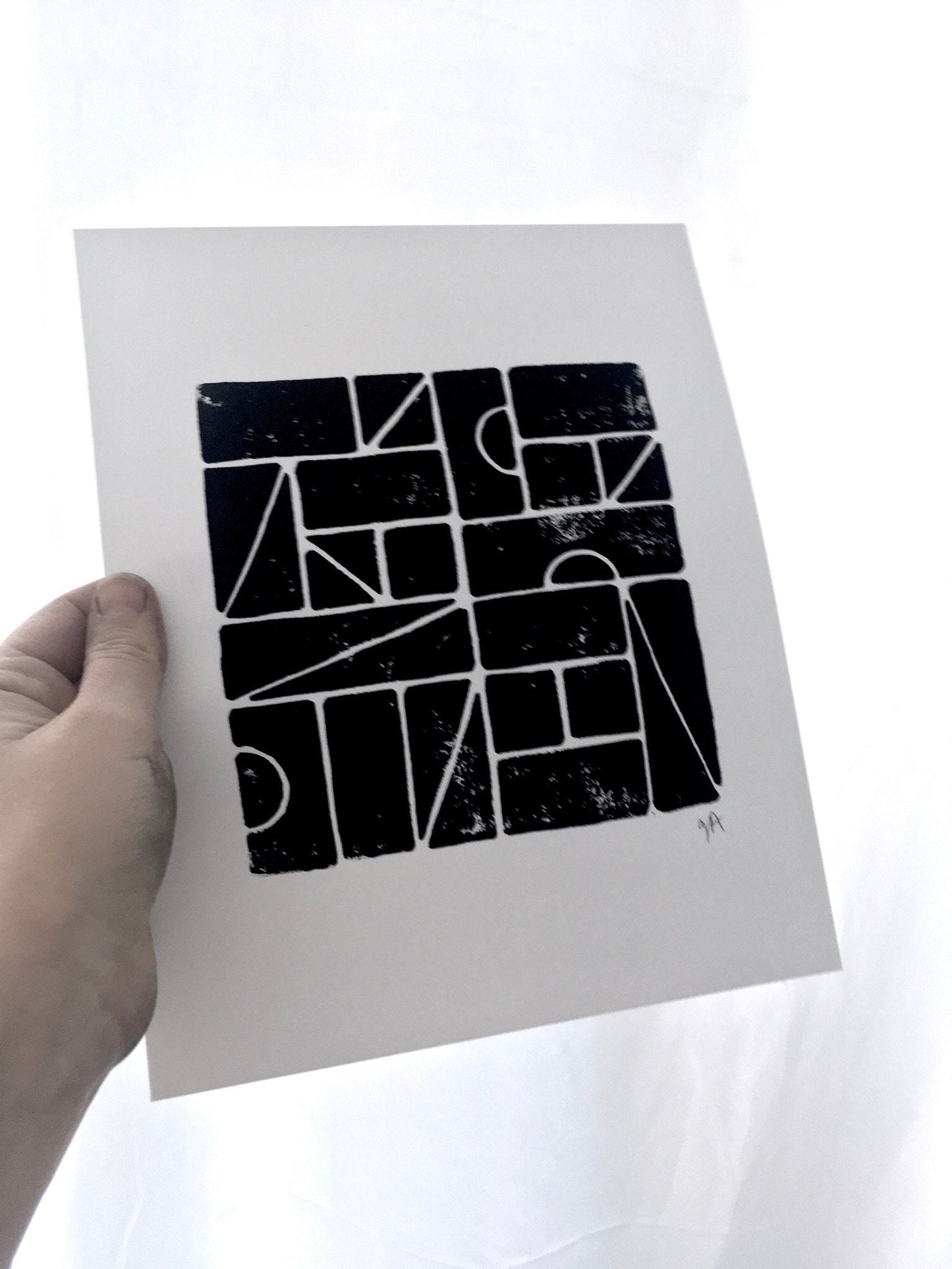 Danish Modern Blocks - Linocut print (8x10in)