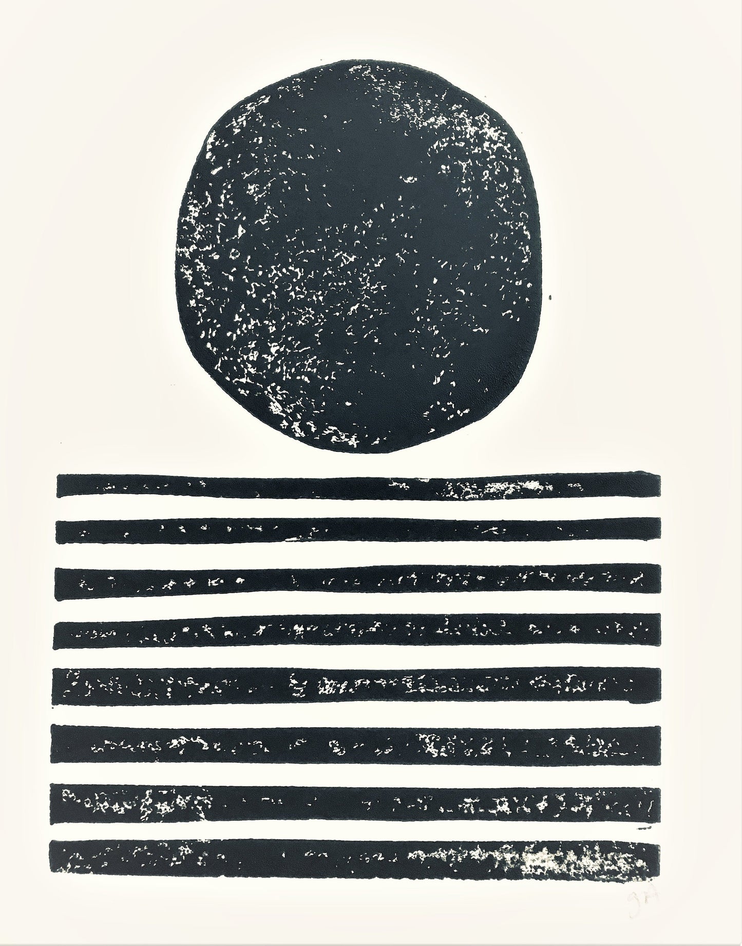 LINOCUT - Abstract sunset - Hand-pressed linoleum block print (8x10in)