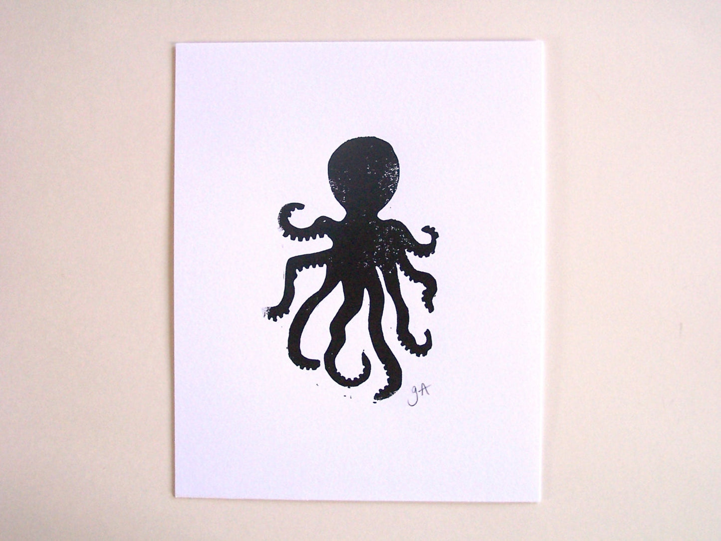 LINOCUT - Octopus - Hand-pressed linoleum block print (8x10in)