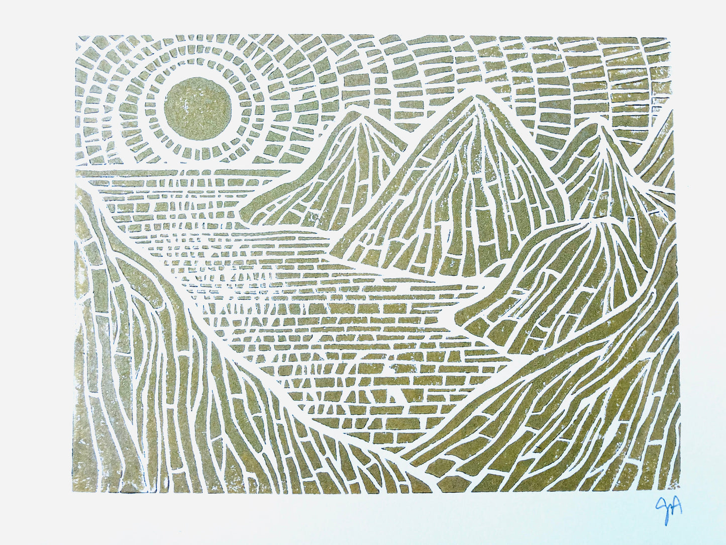 Sunset on the islands - Linocut print (8x10in)