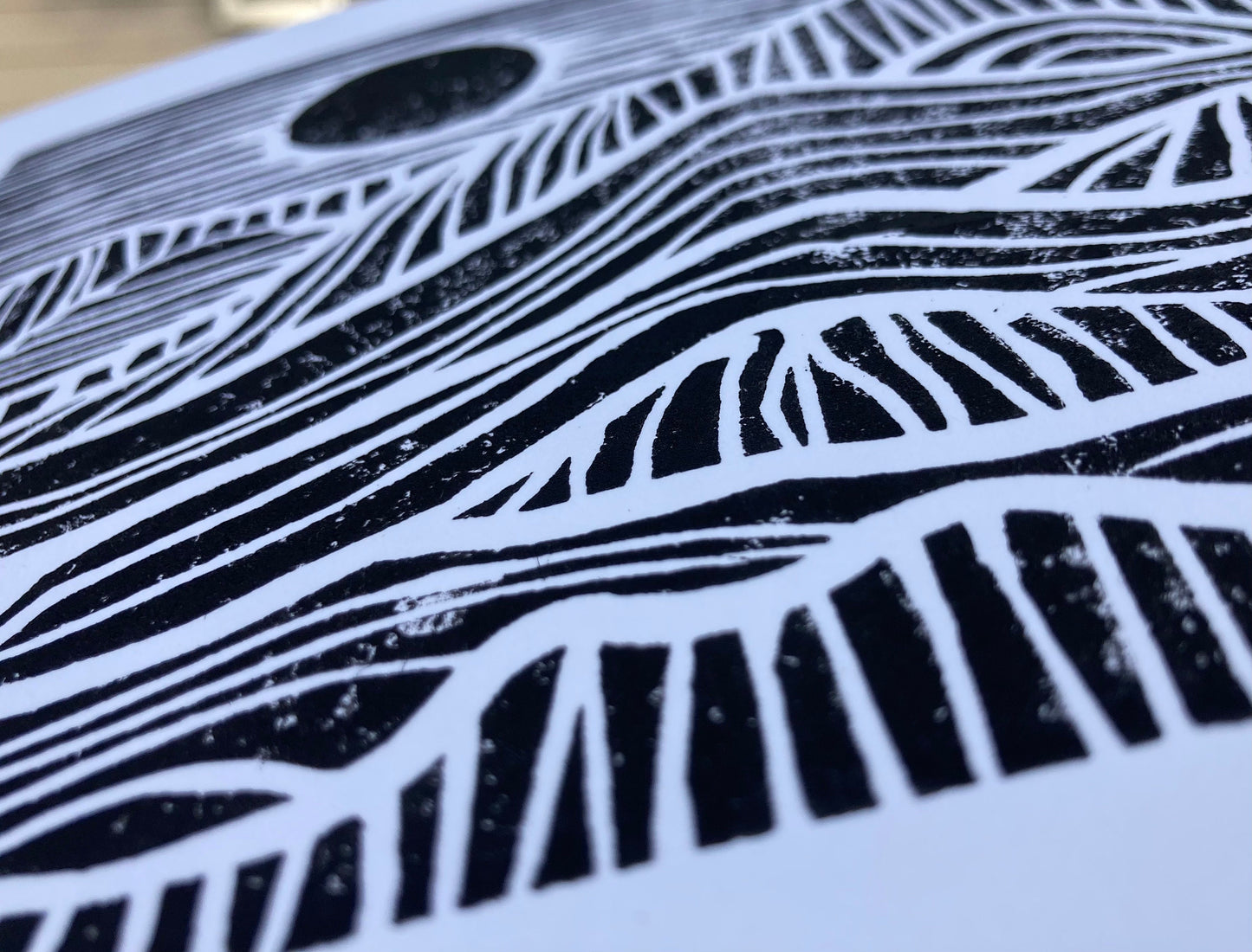Sunrise on the mountains - Linocut print (8x10in)