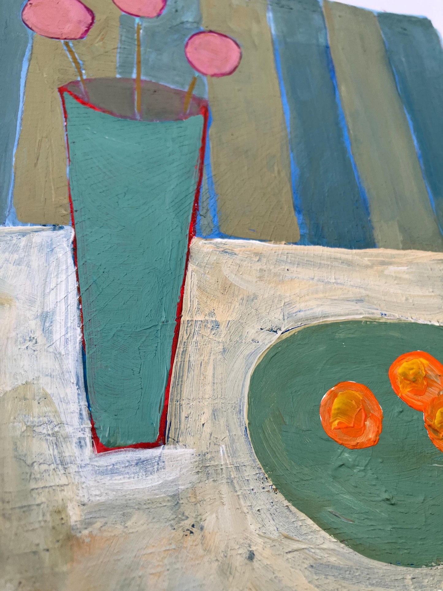 Still life - Original acrylic abstract painting - bouquet with oranges (8x10in)