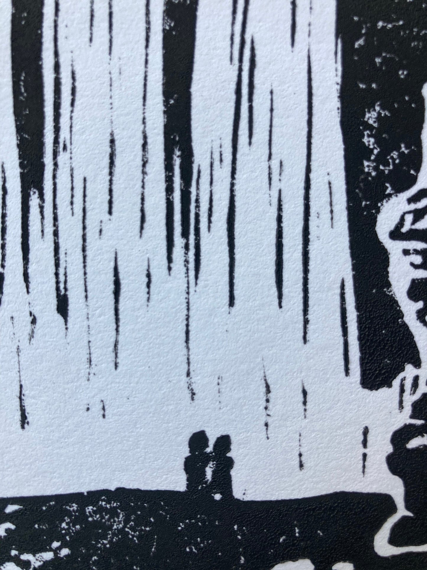 Skógafoss Waterfall, Iceland - Linocut print (8x10in)