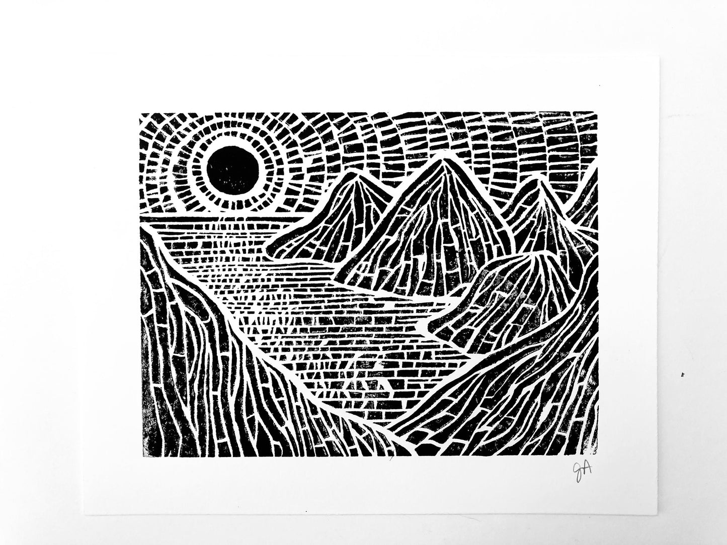 Sunset on the islands - Linocut print (8x10in)
