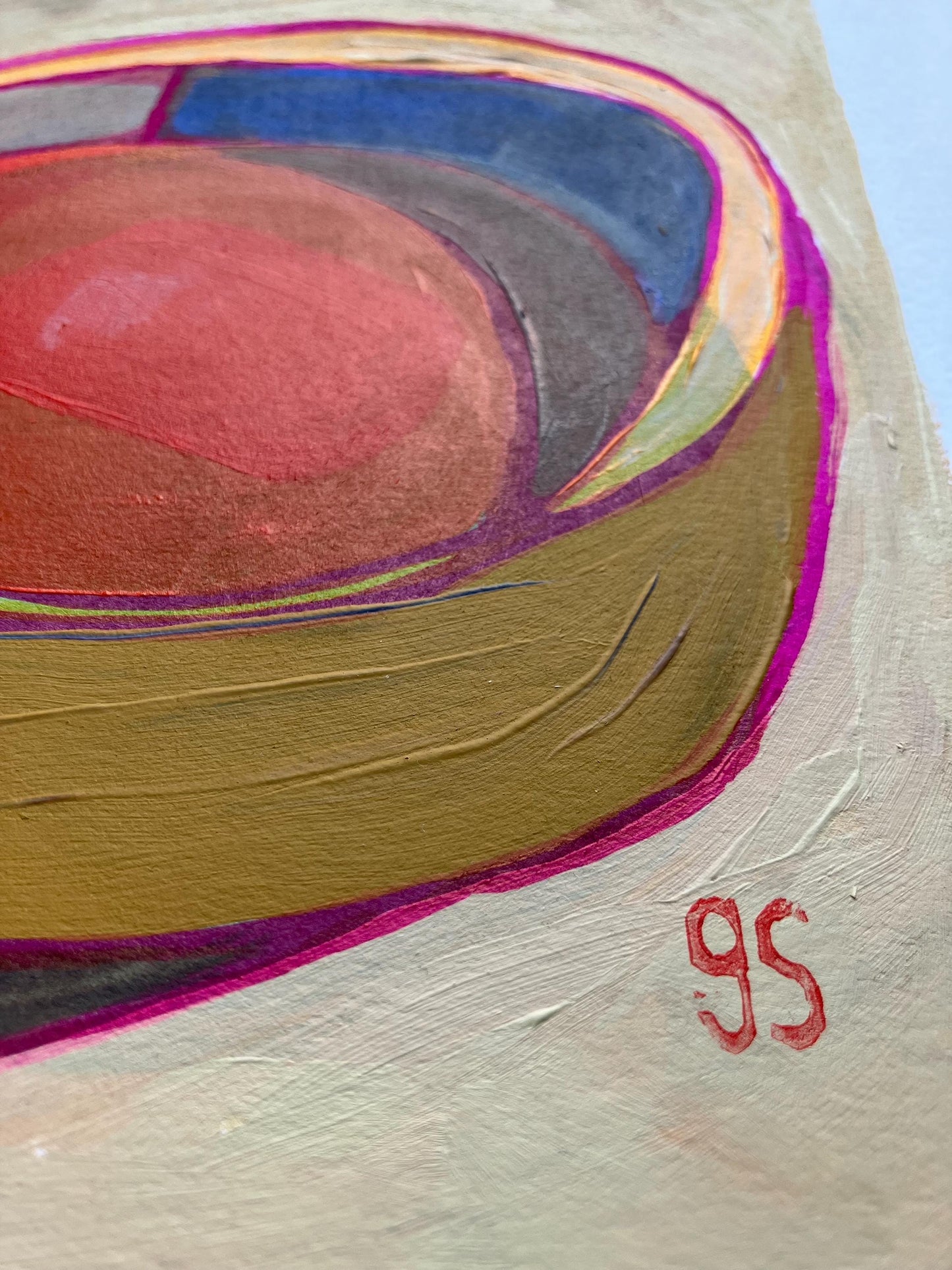 Tomato soup! Original Mid Century abstract painting (8x10)