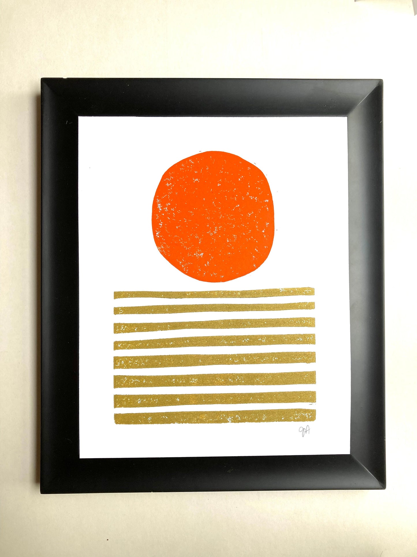 LINOCUT - Abstract sunset - Hand-pressed linoleum block print (8x10in)