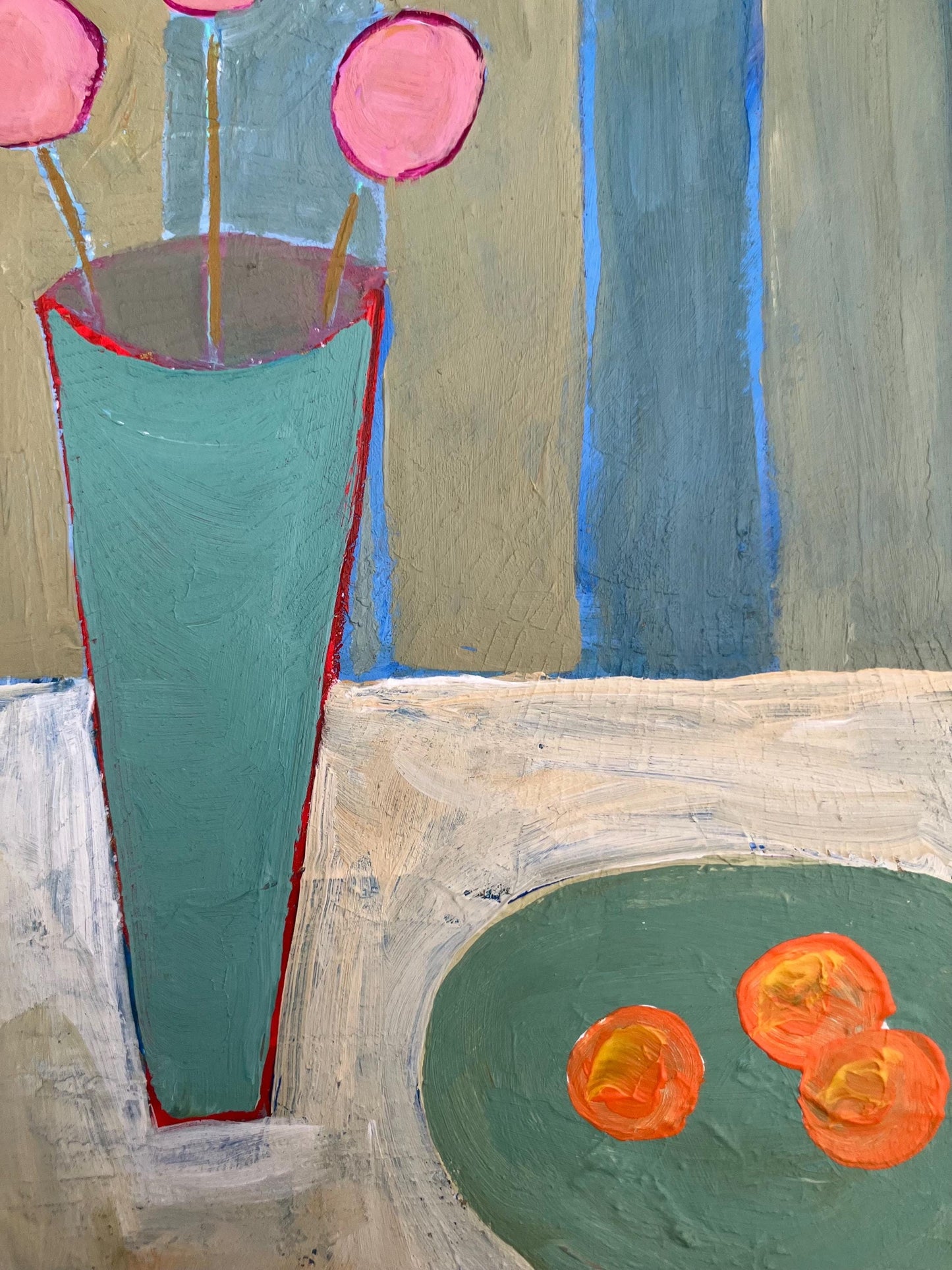 Still life - Original acrylic abstract painting - bouquet with oranges (8x10in)