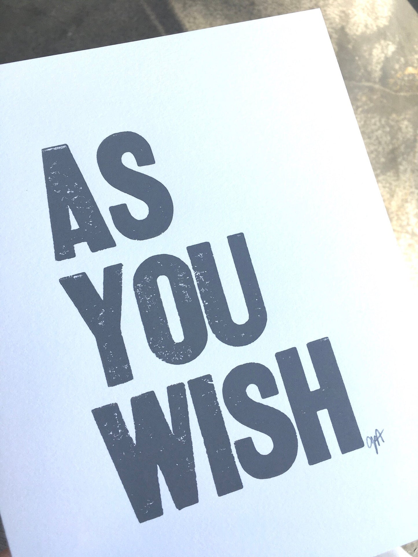 As you wish  - Linocut print (8x10in)