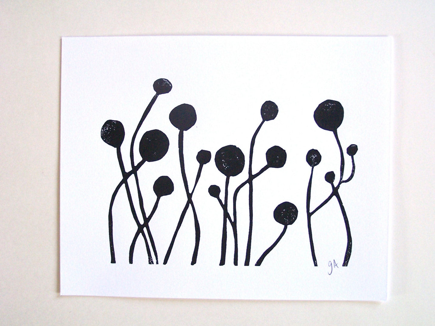 Minimal flowers - Linocut print (8x10in)