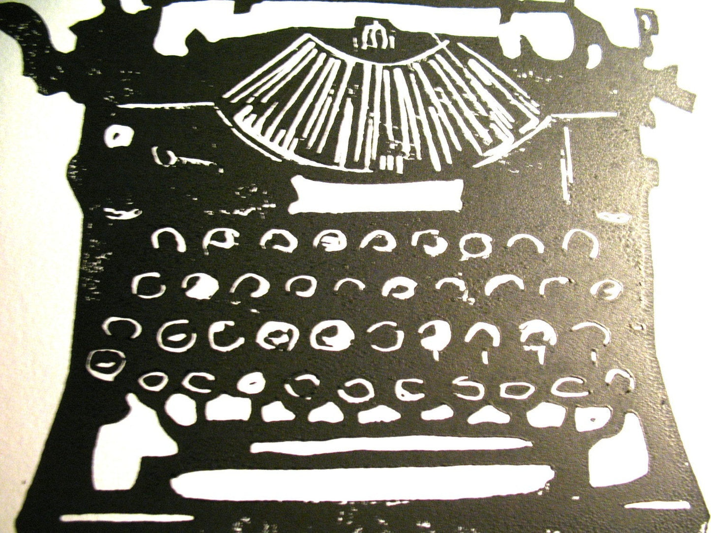 Antique typewriter - Linocut print (8x10in)