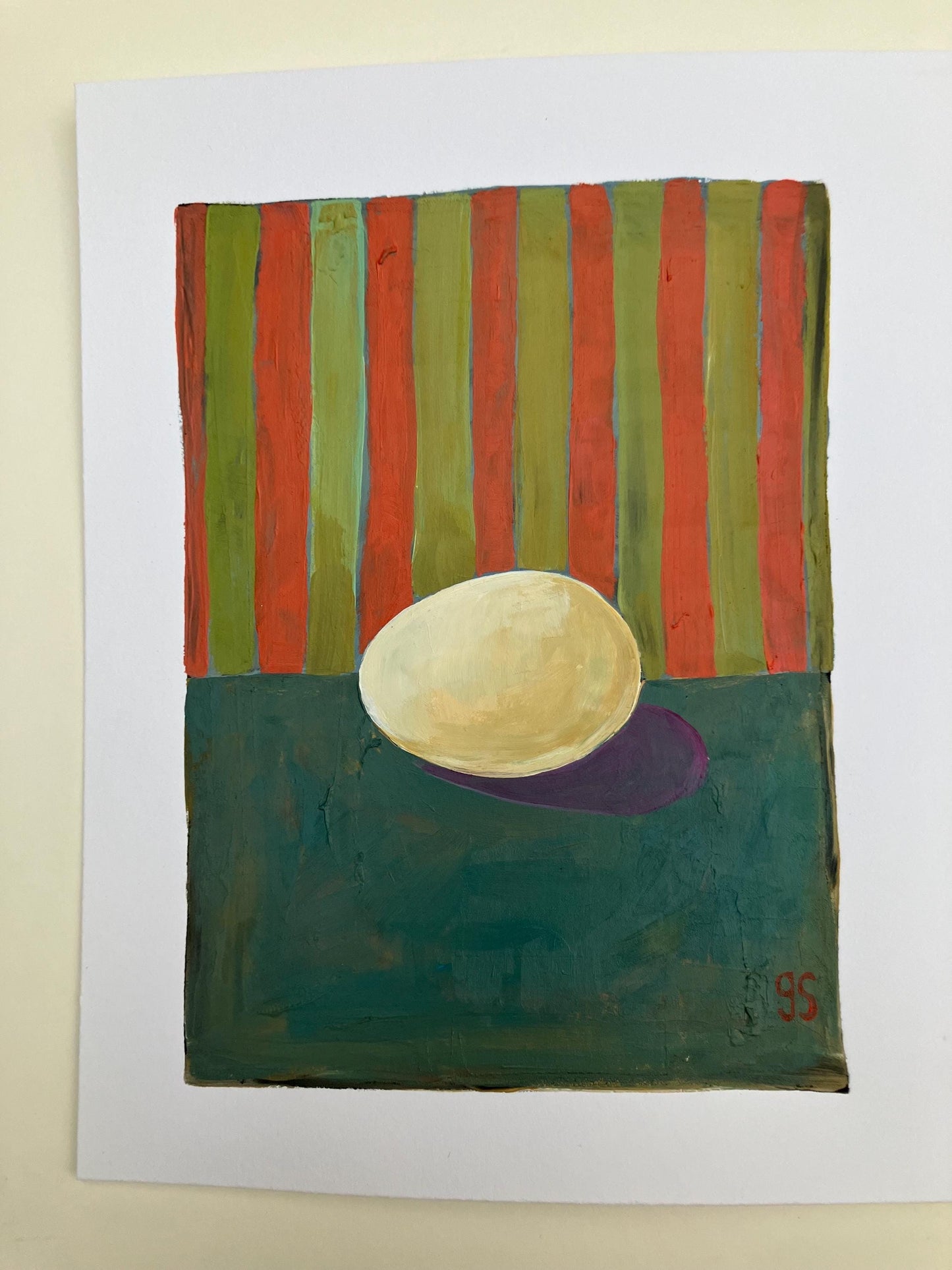Simple egg #1 - Original acrylic abstract painting (8x10in)