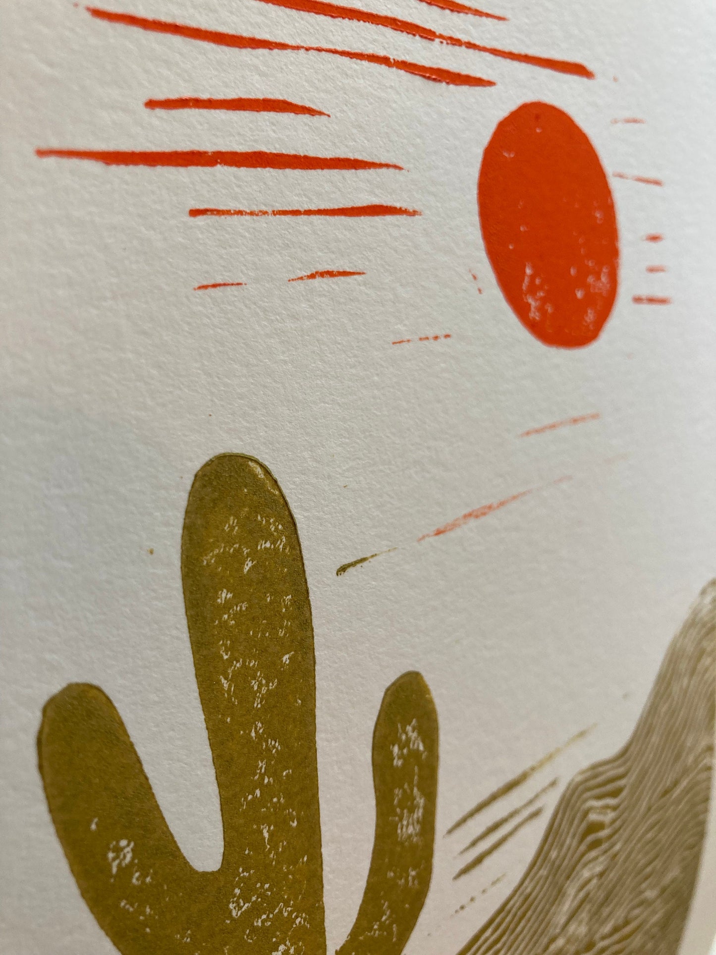 Sonoran Desert cactus - Linocut print (8x10in)