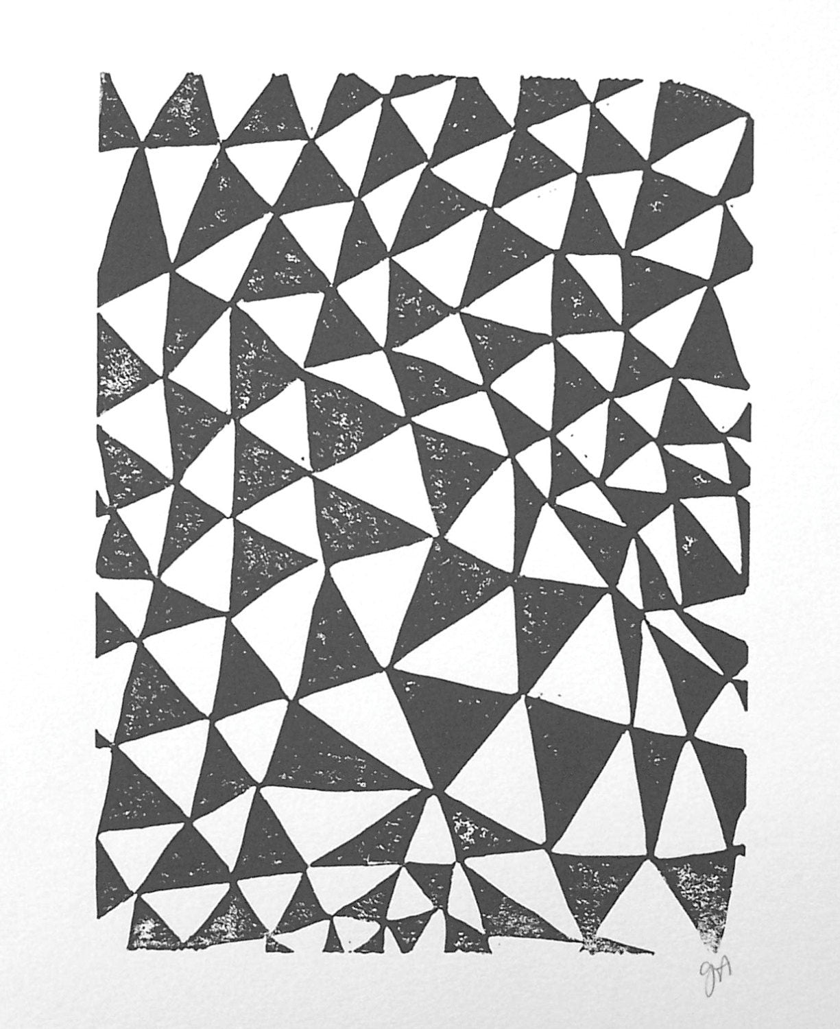 Triangles - Linocut print (8x10in)