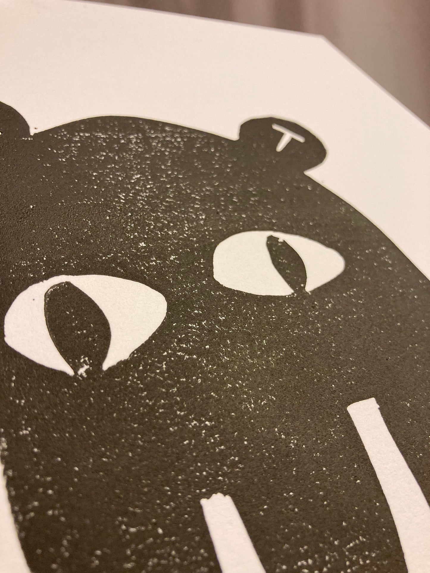 Happy little monster - Linocut print (8x10in)