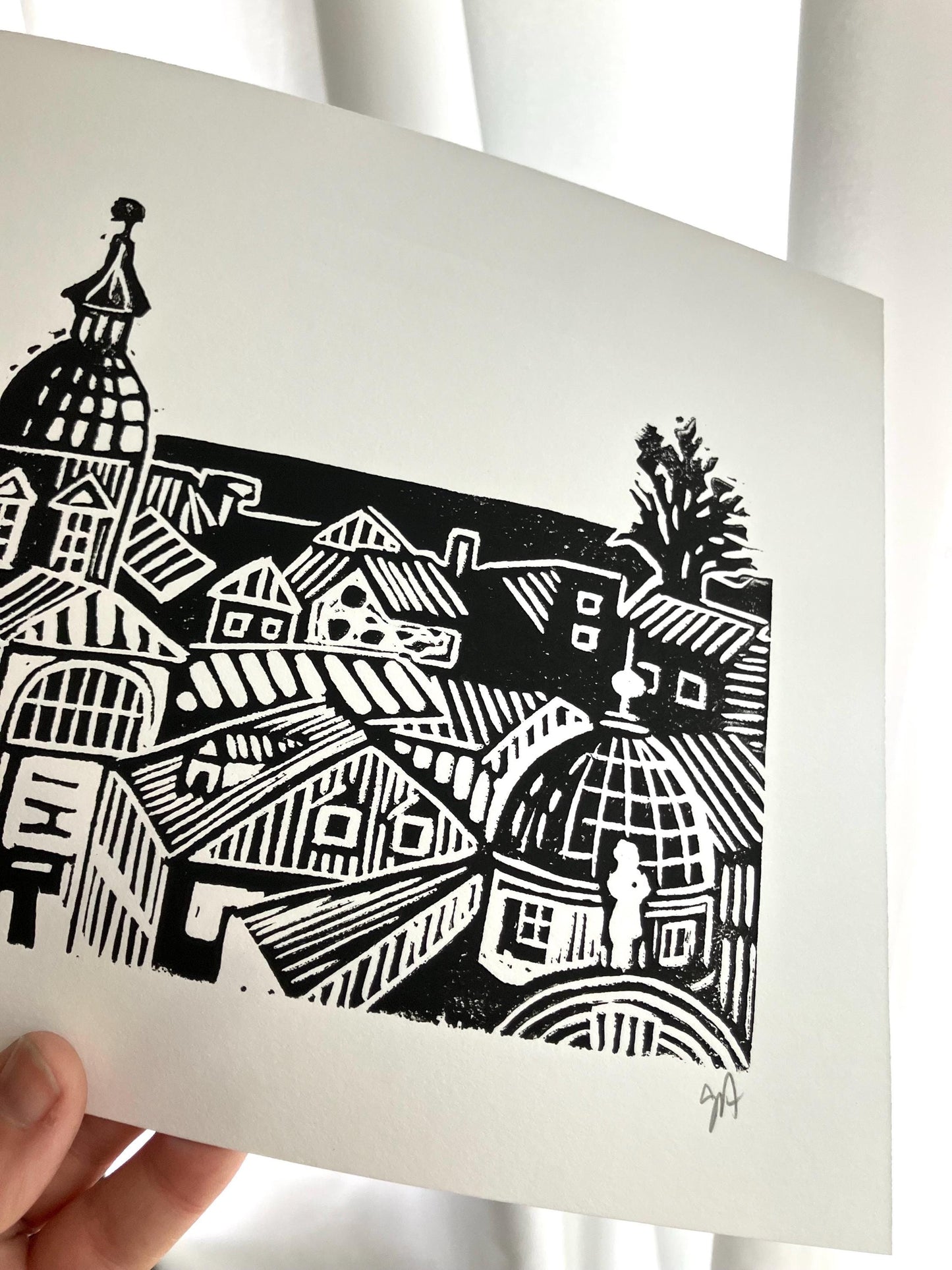 Dubrovnik Croatia - Linocut print (8x10in)