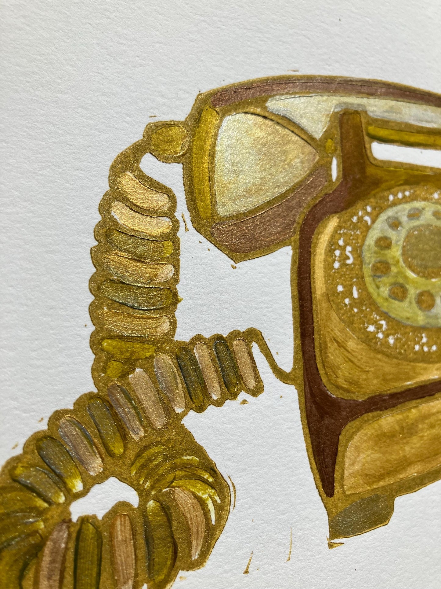 Vintage rotary telephone art - Original acrylic painting (8x10in)