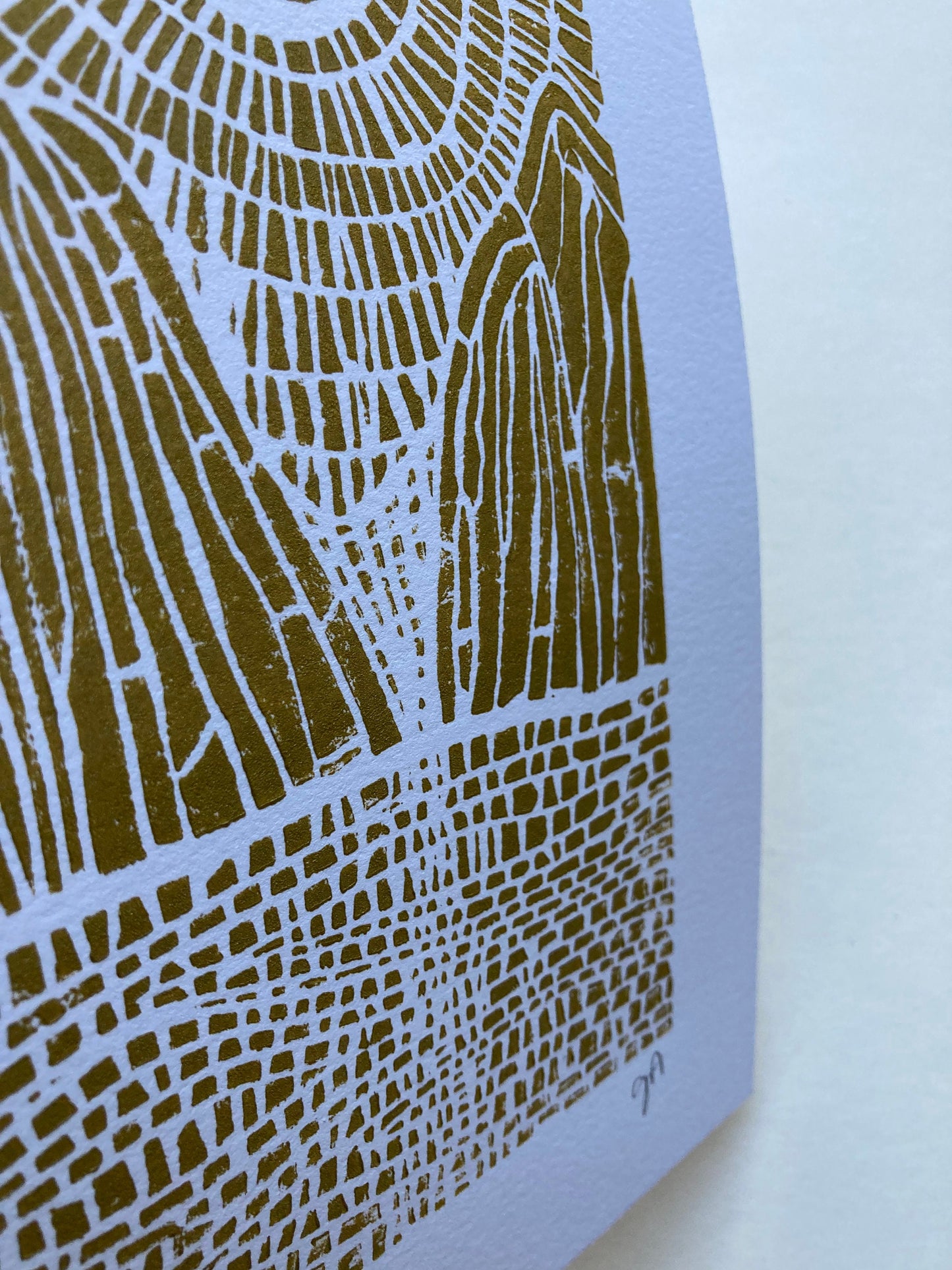 Sunset on the mountains - Linocut print (8x10in)