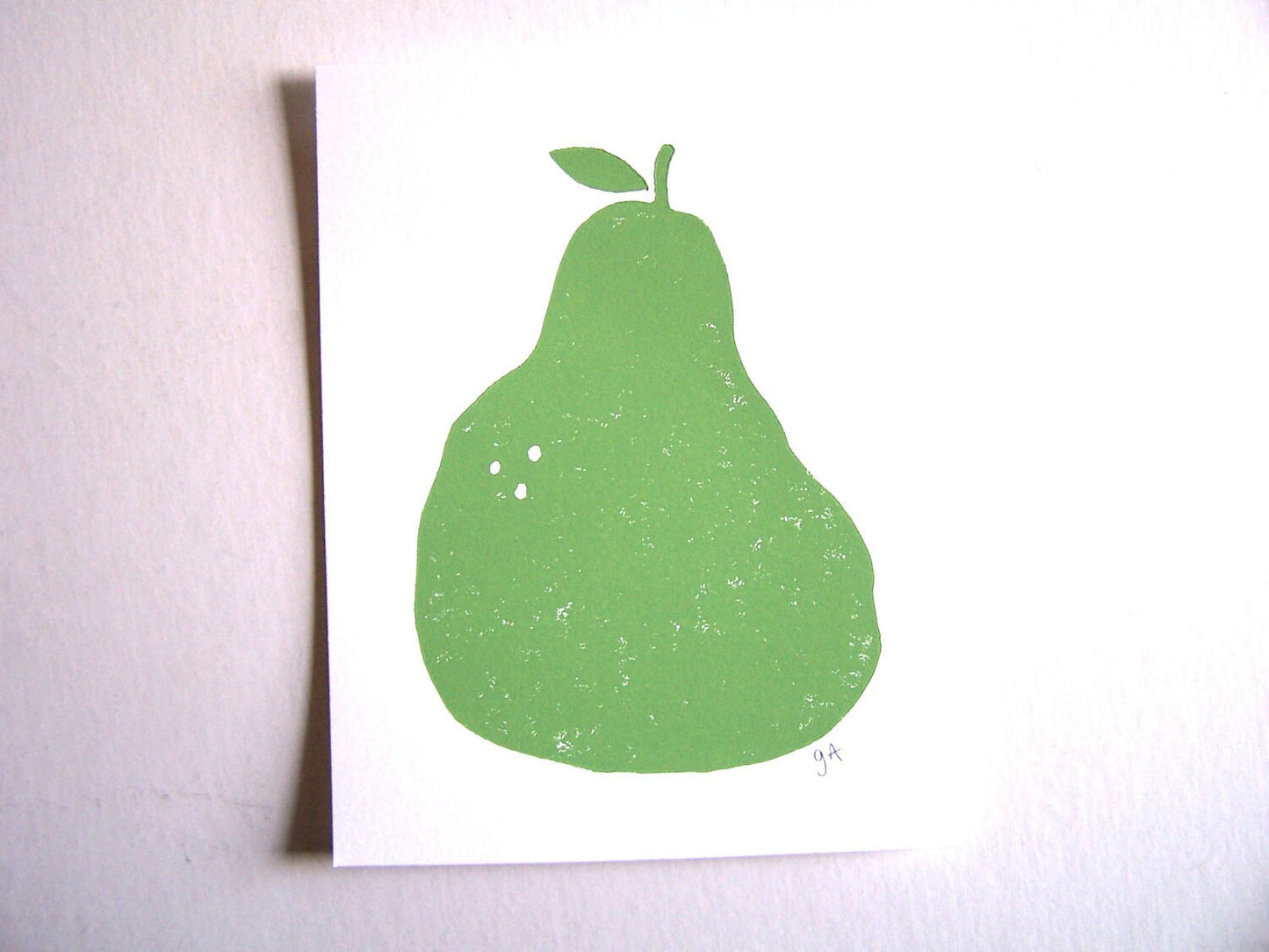 Green pear - Linocut print (8x10in)