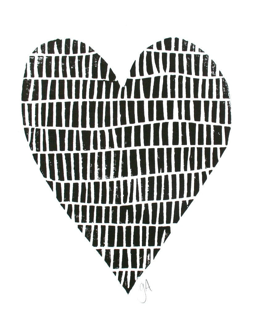 Heart - Linocut print (8x10in)