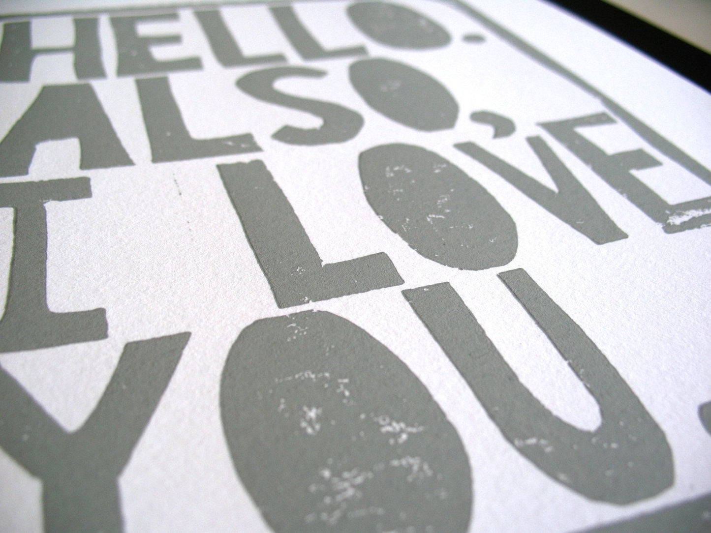 Hello Also I love you - Linocut print (8x10in)