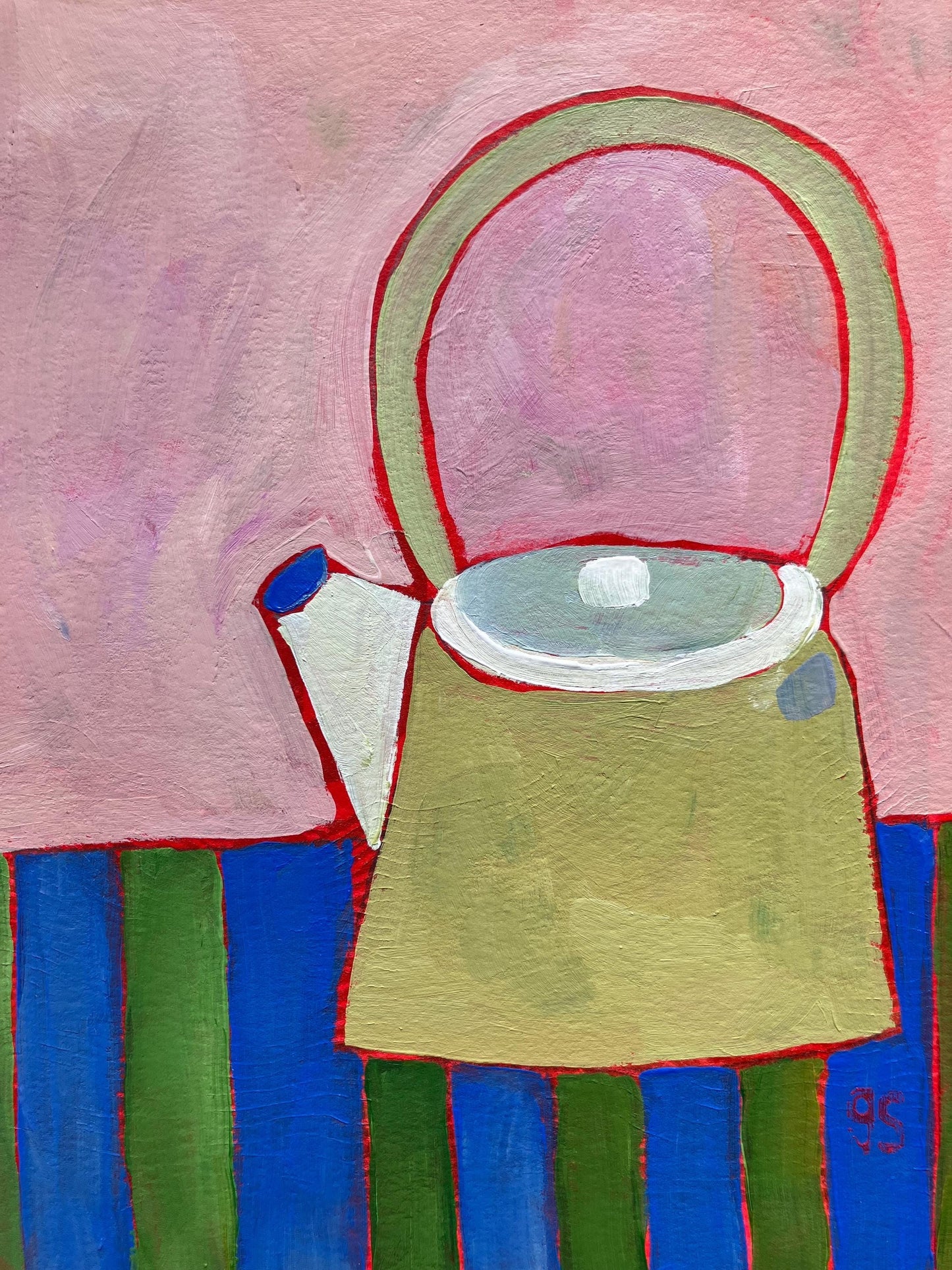 Teapot still life - Original acrylic abstract painting (8x10in)