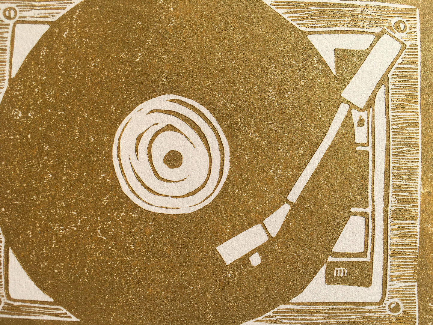 LINOCUT - Vintage record player - Hand-pressed linoleum block print (8x10in)