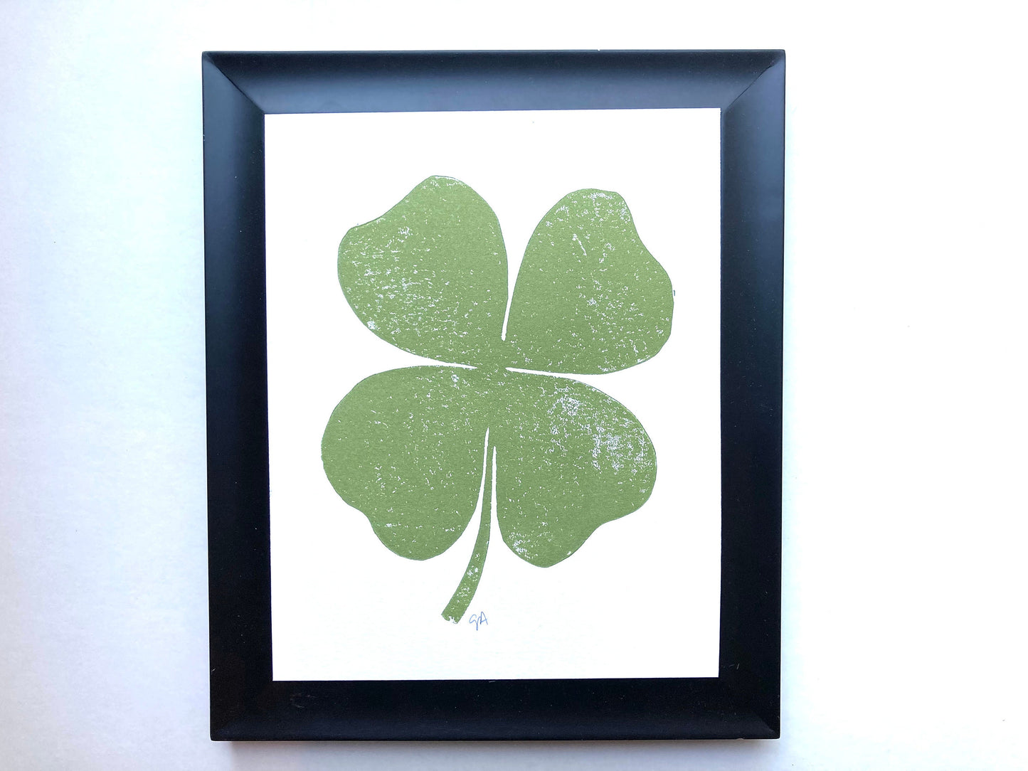 LINOCUT - Four leaf clover - Hand-pressed linoleum block print (8x10in)
