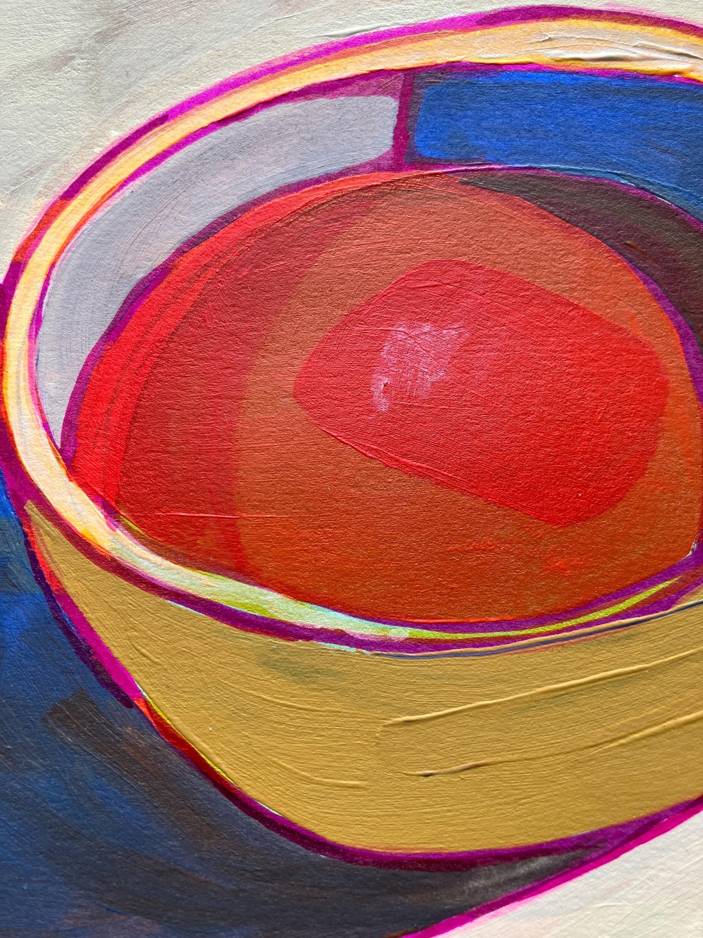 Tomato soup! Original Mid Century abstract painting (8x10)