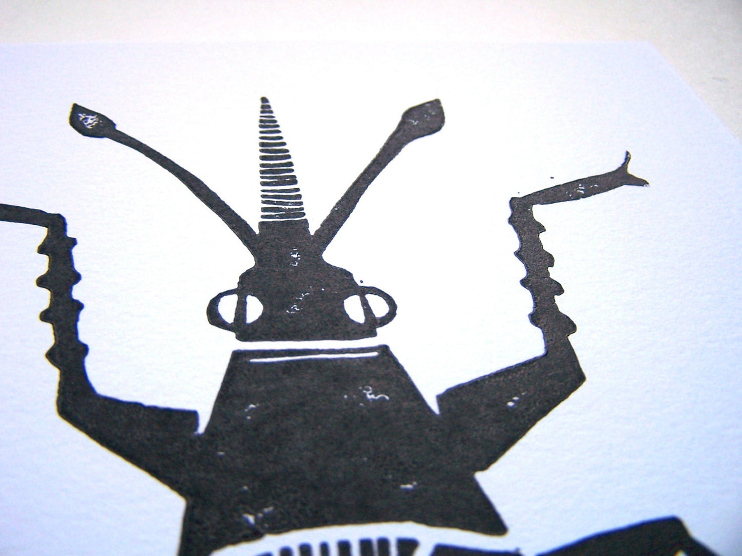 LINOCUT - Flower bug insect - Hand-pressed linoleum block print (8x10in)