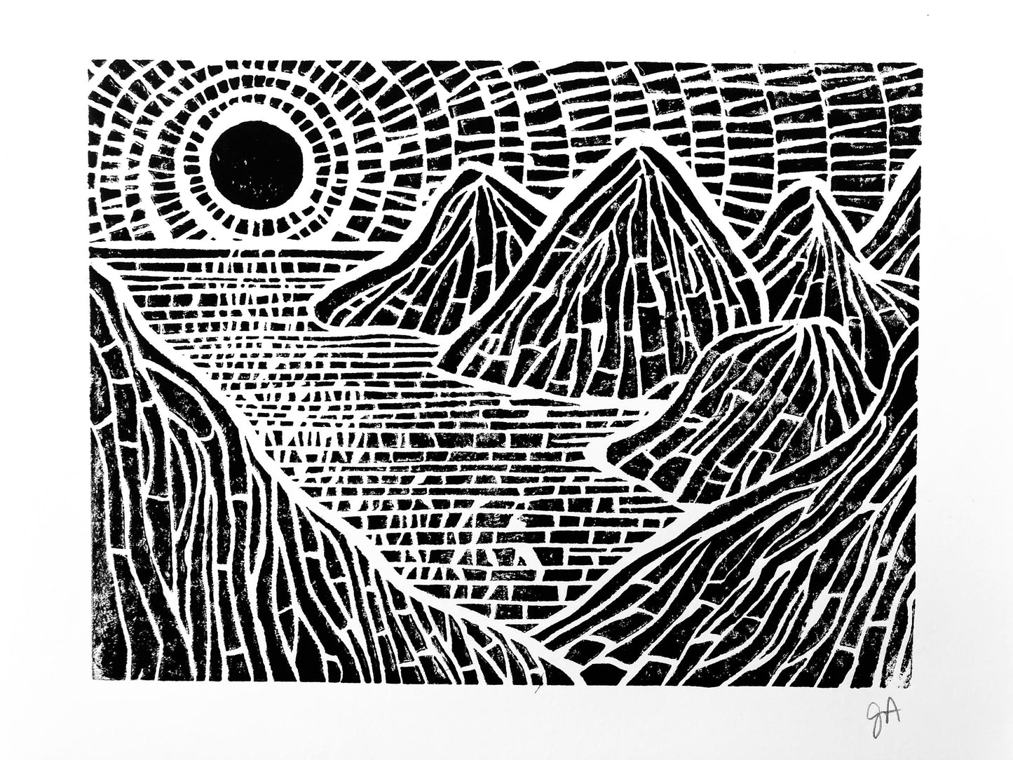 Sunset on the islands - Linocut print (8x10in)
