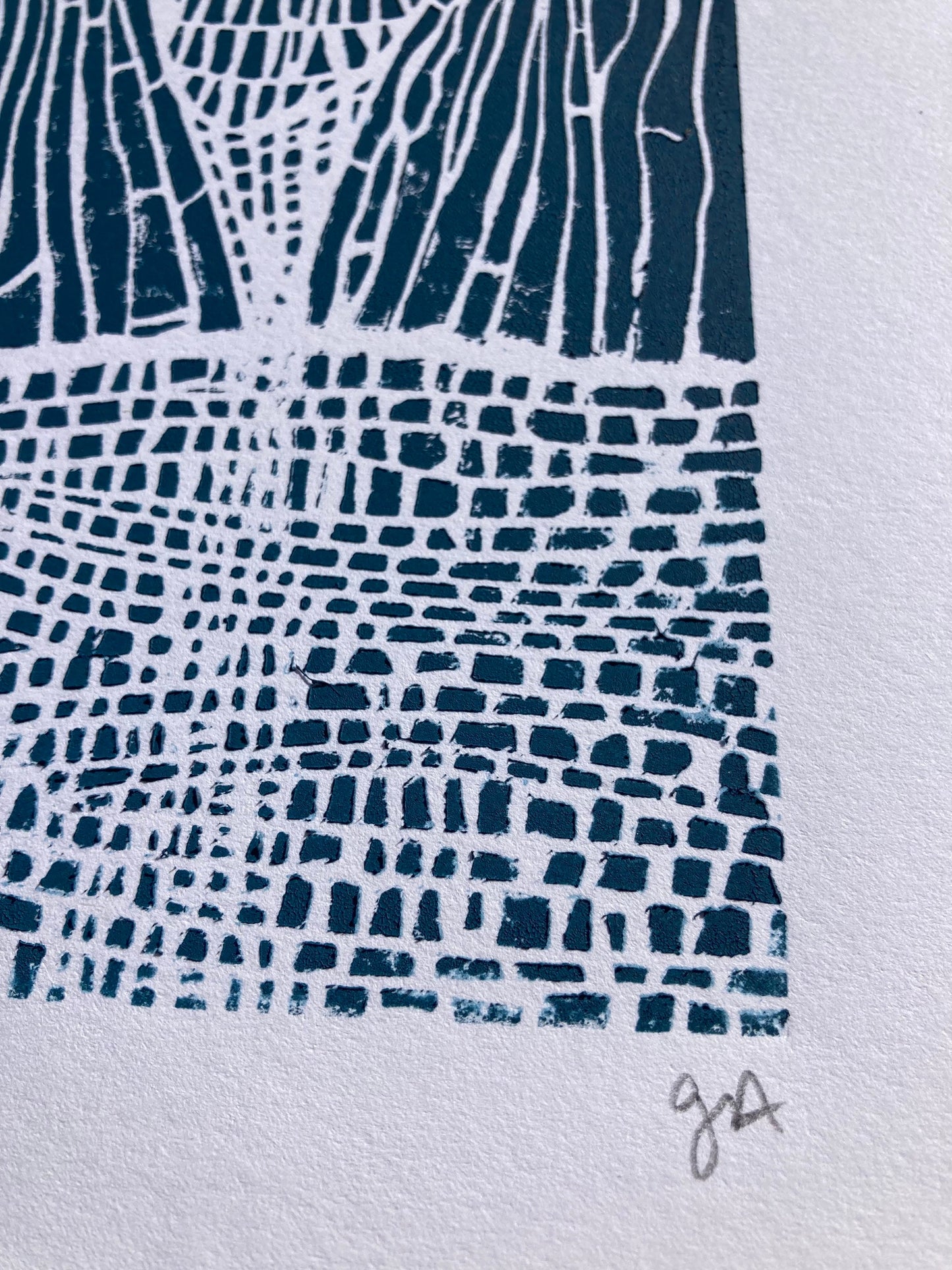 Sunset on the mountains - Linocut print (8x10in)