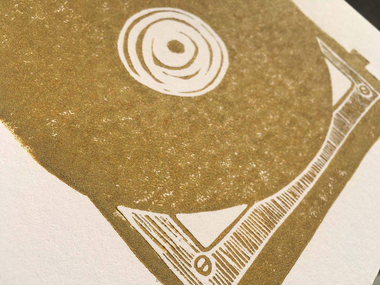 LINOCUT - Vintage record player - Hand-pressed linoleum block print (8x10in)