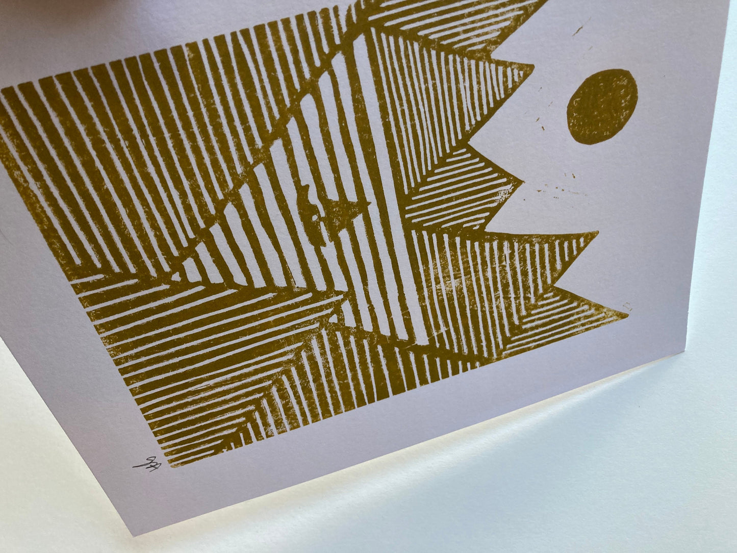 Sailboat in the ocean - Linocut print (8x10in)
