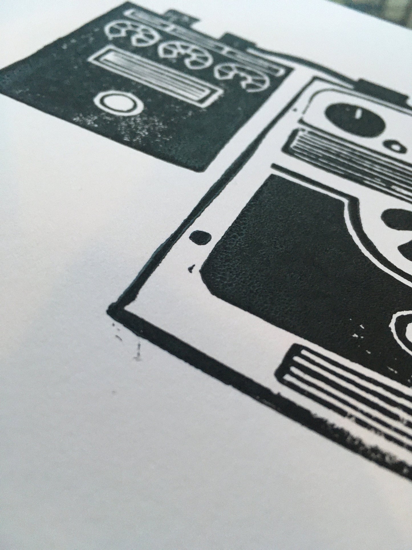 Pedal board - Linocut print (8x10in)
