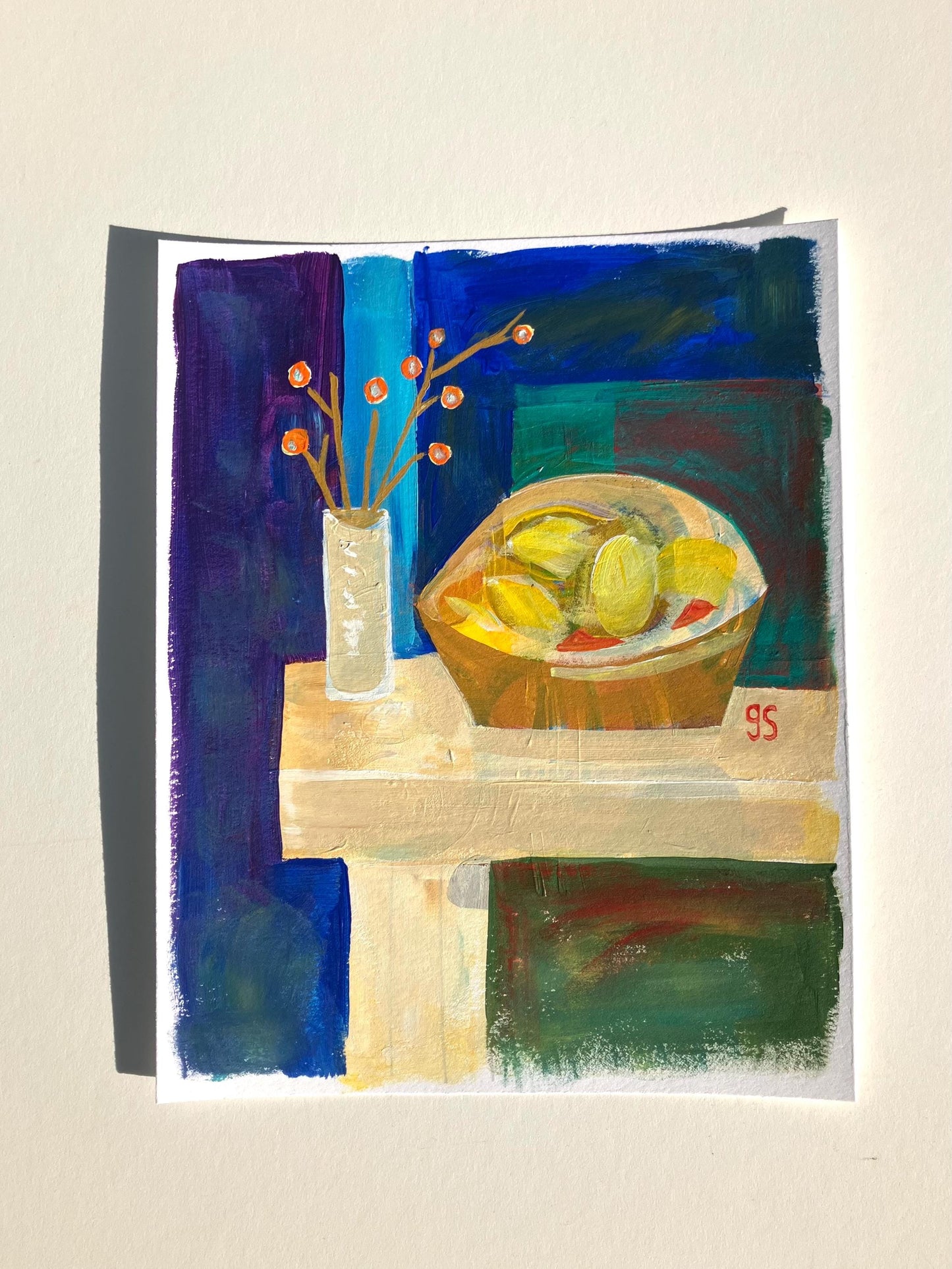 Bowl of lemons - Original acrylic painting (8x10in)