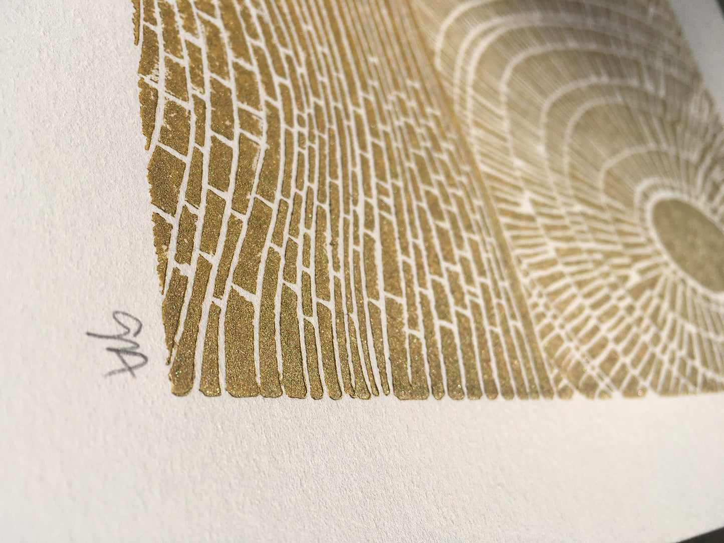 Sunset on the ocean - Linocut print (8x10in)