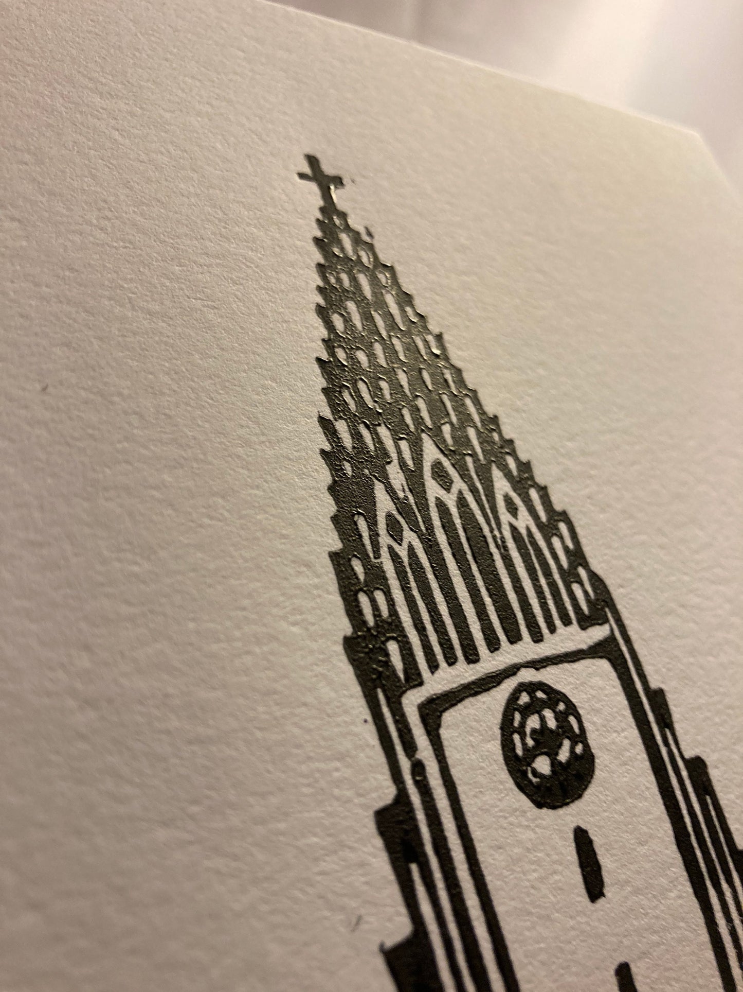 Hallgrimskirkja, Reykjavik, Iceland - Linocut print (8x10in)