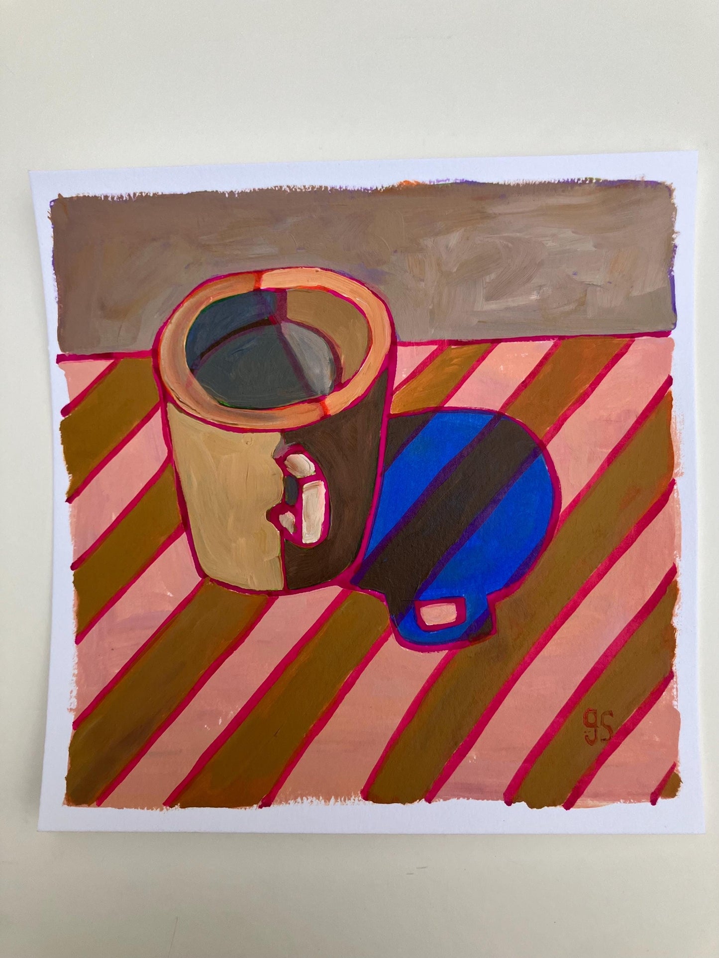 Coffee cup #2 - Original acrylic abstract painting of a coffee cup (8x10in)