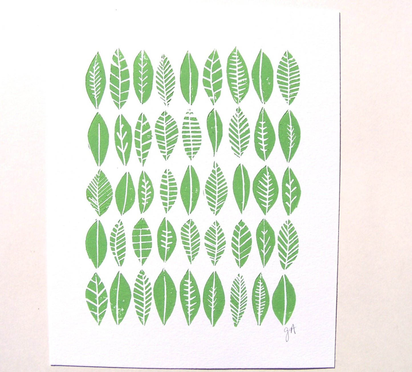 Leaf Collection - Linocut print (8x10in)