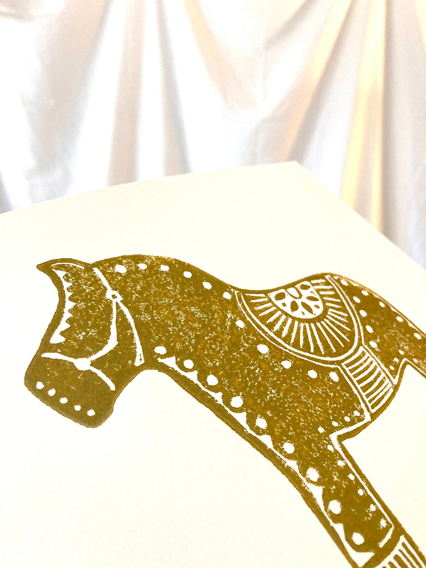 Dala Horse - Linocut print (8x10in)