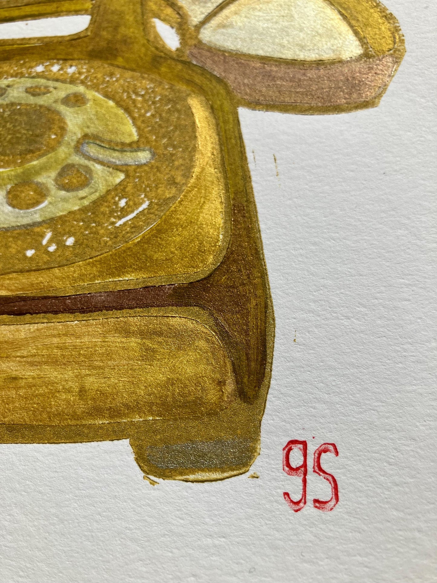 Vintage rotary telephone art - Original acrylic painting (8x10in)