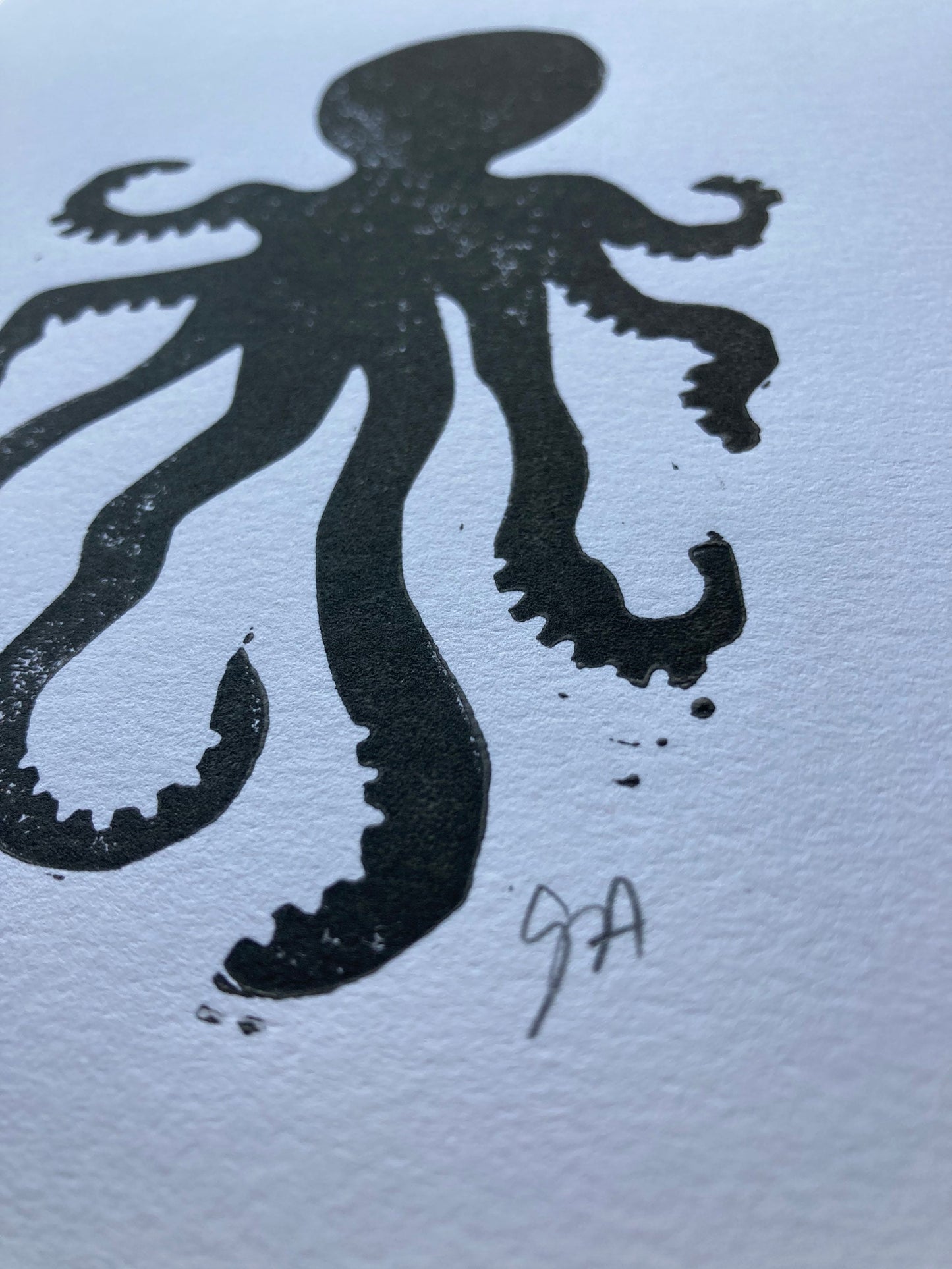 LINOCUT - Octopus - Hand-pressed linoleum block print (8x10in)
